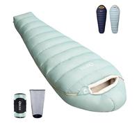 Sac de Couchage QEZER en Duvet pour Adultes, Indice de gonflement 620, 0 degré, ultraléger,Sac de Couchage Grand Froid, avec Pochette, pour randonnée, Camping et randonnée. (Haricot Vert 1000g Duvet)