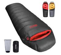 Sac de Couchage QEZER en Duvet pour Adultes, Indice de gonflement 620FP, 0 degré, ultraléger,Sac de Couchage Grand Froid, avec Pochette, pour randonnée, Camping et randonnée. (Noir 1000g Duvet)