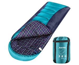 Sac de Couchage RISEPRO léger, Portable, 1,6kg étanche 3-4 Saisons pour Temps Chaud et Froid avec Sac de Compression pour Adultes et Enfants - Intérieur et extérieur : Camping, randonnée RB8627G