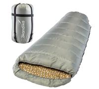 Sac de couchage synthétique sarcophage momie xxl - Skandika Vegas - 3 saisons - jumelable - 220x110 cm - Sauge - Droit