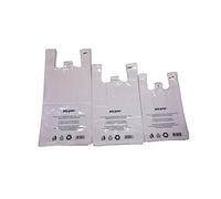 Sac de course a bretelle TRANSPARENT 50 micros sac plastique réutilisable en 50µ conformes au décret 2016-379 du 30 Mars 2016, pochon imprimé avec texte légal avec trou pour crochet 500 S= 45 x 26 cm