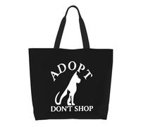 Sac De Courses Adoptez, N'Achetez Pas Sac À Provisions Personnaliser Avec Poignées Sacs En Toile, Pour Tous Les Jours, École, Voyage, 50x40cm