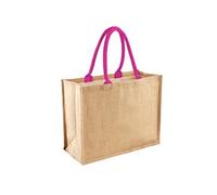 Sac de courses classique en jute - 21 litres (Taille unique) (Naturel/Fuchsia) - UTBC1542