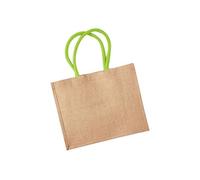 Sac de courses classique en jute - 21 litres (Taille unique) (Naturel/Vert citron) - UTBC1542