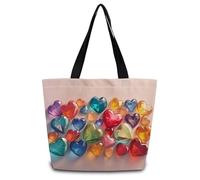 Sac De Courses Cœur De Cristal Sac Cabas Lavables Personnaliser Sacs À Main, Pour Femmes, Tous Les Jours, Shopping, 50x40cm