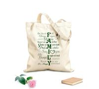 Sac de courses en toile de coton Stickers muraux Runtoo avec citations inspirantes pour la famille - Décoration murale pour salon, chambre et maison tissu épais de 340g/m² Utilise comme sac cadeau