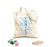 Sac de courses en toile de coton Stickers muraux Runtoo avec citations inspirantes pour la famille - Décoration murale pour salon, chambre et maison tissu épais de 340g/m² Utilise comme sac cadeau