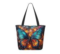 Sac De Courses Fond De Papillon Coloré Sac Cabas Lavables Pliable Sacs En Toile Pour Femmes, Pour Tous Les Jours, Femmes, Shopping, 50x40cm