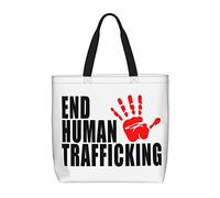 Sac De Courses Halte À La Traite Des Êtres Humains Sac Bibliothèque Avec Poignées De Grande Capacité Sacs En Toile, Pour Femmes, Burea, Voyage, Tous Les Jours