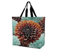 Sac De Courses Imprimé Fleur De Dahlia Sac Fourre Tout Femme Avec Poignées Lavables Sacs En Toile Pour Femmes, Pour École, Shopping, Tous Les Jours, 50x40cm