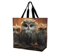 Sac De Courses Imprimé Hibou Mignon Sac Cabas Pliable De Grande Capacité Sacs À Main, Pour Shopping, École, Tous Les Jours, 50x40cm