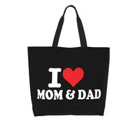 Sac De Courses J'Aime Maman Et Papa Sac À Provisions Réutilisable Avec Poignées Sacs À Main, Pour Tous Les Jours, Shopping, Filles, 50x40cm