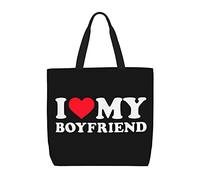 Sac De Courses J'Aime Mon Petit Ami Sac Tissu Avec Poignées Réutilisable Sacs En Toile Pour Femmes, Pour Burea, Shopping, Filles, Voyage