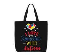 Sac De Courses J'Aime Une Personne Autiste Sac À Main Décontracté Pliable De Grande Capacité Sacs En Toile, Pour Shopping, Femmes, École, Voyage