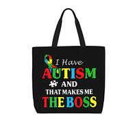 Sac De Courses Je Suis Autiste Et Ça Fait De Moi Le Patron. Sac À Provisions Personnaliser Lavables Sacs À Main, Pour Femmes, Shopping, École, Voyage