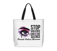 Sac De Courses Mettre Fin À La Violence Domestique Sac À Bandoulière En Toile Réutilisable De Grande Capacité Sacs En Toile Épaule, Pour École, Burea, Voyage, Shopping