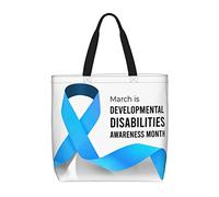 Sac De Courses Mois De Sensibilisation Aux Troubles Du Développement Sac À Bandoulière En Toile Pliable De Grande Capacité Sacs À Main, Pour École, Tous Les Jours, Filles, Femmes