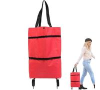 Sac de courses pliable avec roulettes, sac fourre-tout léger et pliable sur roulettes - Pochette de rangement en tissu Oxford robuste pour les voyages, la maison, le camping, les trajets sportifs, les
