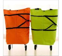 Sac de courses pliable en tissu Oxford avec système à 2 roues - Panier à roulettes compact pour courses et courses (5)