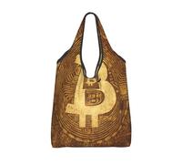 Sac de courses pliable rétro Bitcoin réutilisable Sac de courses fourre-tout imperméable