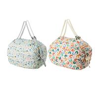 Sac de courses pliable, sac fourre-tout réutilisable, sac de rangement robuste, tissu en nylon résistant aux déchirures, organiseur lavable, épicerie de marché, camping, 35 x 30 cm, Petite fleur