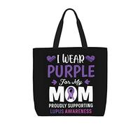 Sac De Courses Porter Du Violet Pour Ma Mère, Sensibilisation Au Lupus Sac De Shopping Réutilisable Lavables Sacs En Toile Épaule, Pour École, Voyage, Filles, Shopping