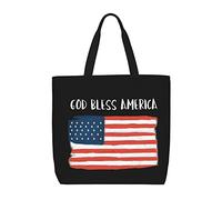Sac De Courses Que Dieu Bénisse L'Amérique ! États-Unis Patriotiques Sac À Bandoulière En Toile Lavables Réutilisable Sacs À Main, Pour École, Voyage, Burea, Shopping