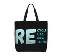 Sac De Courses Recycler Réutiliser Renouveler Repenser Sac À Main Décontracté Personnaliser Pliable Sacs En Toile Épaule, Pour Burea, École, Femmes, Tous Les Jours