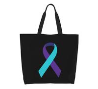Sac De Courses Ruban De Sensibilisation À La Prévention Du Suicide Grand Sac A Main Lavables Avec Poignées Sacs En Toile Épaule, Pour Voyage, Burea, Shopping, 50x40cm