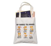 Sac de courses Shiba Inu pour amoureux du thé aux bulles - Sac de courses Shiba Inu Mom - Organisateur de voyage, Mes humeurs de thé aux bulles, 35cm ( 13.78 inch ) * 38 cm ( 14.96 inch)