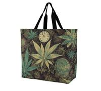 Sac De Courses Une Bouffée Dans Le Temps, Impression De Cannabis Sac À Dos Personnaliser Pliable Sacs En Toile Épaule, Pour Femmes, Shopping, Tous Les Jours, 50x40cm