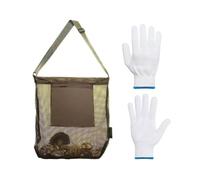 Sac De Cueillette De Champignons et Fruits - 1 Pièce avec Paire De Gants en Coton, Maille Pliable De Grande Capacité, Bandoulière Réglable