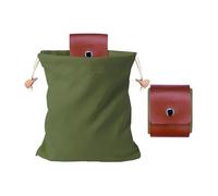 Sac de cueillette de fruits en plein air avec cordon de serrage pliable en cuir et toile, Vert, Camping en plein air
