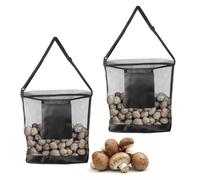 Sac de cueillette de fruits portable, pliable, respirant, pochette de | Sac de collecte de champignons en maille avec sangle réglable pour fruits et baies de jardin, ferme, chasse