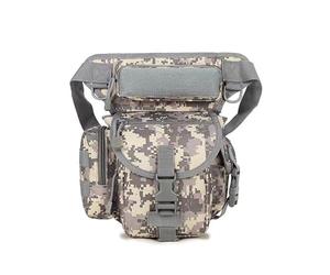 Sac de cuisse gris camouflage pour homme et femme, sac de cuisse de moto avec sangles de taille et de jambe pour randonnée, équitation, camping