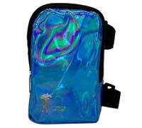 Sac de cuisse holographique | Harnais de jambe de carnaval pour femme | Poche de taille extérieure | Sac de jambe de voyage J'ouvert avec sangles réglables, bleu, Taille unique