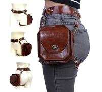 Sac de Cuisse PU Cuir Holsters ajusté Sac Vintage Jambe Randonnée Sport Pouche de Jambe pour Femmes Hommes 6, 50x6, 10 Pouces Marron