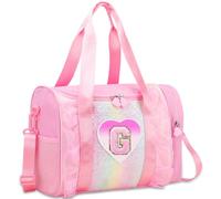 Sac de danse avec monogramme personnalisé pour filles de 3 à 6 ans, sac à dos Oxford léger et résistant à l'eau pour ballet, pom-pom girl, soirée pyjama, gymnastique, rose, G