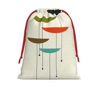 Sac de décoration avec cordon de serrage imprimé moderne du milieu du siècle pour les fêtes de fin d'année, les anniversaires de mariage