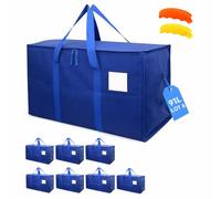 Sac de Déménagement Grand Format XL 91L [Lot de 8] Sacs de Rangement Solides (Vêtements, Couettes) - Alternative aux Cartons Déménagement & Moving Box - Grand Sac à Double Zip & Poignées Renforcées
