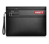 Sac de Documents Ignifuge(36 x 26cm), Sac d'Argent Ignifuge avec Bande Réfléchissante et Serrure à Combinaison, Pochette Anti Feu et Etanche pour Dossiers A4, Argent, Passeport, Fichier Bancaire