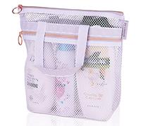 Sac de douche en maille de 25x25 cm à séchage rapide avec fermeture éclair et 2 poches. Sac de douche portable, pour la crème solaire, ou dans le cadre des essentiels de l'université (orchidée)
