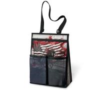Sac de douche portable à suspendre avec drapeau américain pour voyage, gym, camping, plage, salle de bain, dortoir