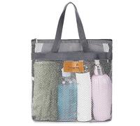 Sac de Douche Portable Avec Poignée - Sac de Plage en Maille à Grande Capacité - Pour Voyage, Salle de Sport, Plage (Gris)