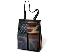 Sac de douche vintage avec drapeau de l'Amérique du Royaume-Uni - Sac fourre-tout portable à suspendre pour voyage, gym, camping, plage, salle de bain, dortoir