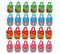 Sac de faveur de dinosaure 24pcs, sacs de fête de dinosaure non tissés pliables sacs de bonbons de friandises mignonnes avec des poignées pour les fêtes d'anniversaire douches bébé