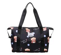 Sac de fitness de dessin animé, sac de voyage, gym de nuit, week-end avec séparation sèche et humide, bagage de sport, bagage de fitness, bagage de nuit, valise de gym simple, Noir , Beauté de masse