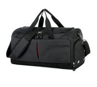 Sac de fitness imperméable en tissu Oxford de couleur unie - Séparation humide et sèche - Sac de voyage de grande capacité, Noir
