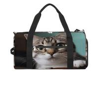 Sac de fitness, sac de sport avec compartiment à chaussures, style moderne, motif chat curieux, sac de sport, voyage, fitness, essentiel, sac de gym avec compartiment à chaussures, style unique,