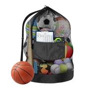 Sac De Football - Sac Filet Grand Format Résistant avec Cordon - Accessoires Sport Loisirs Extérieur pour Vêtements Plage École Pique-Nique Volley Parc